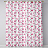 Watercolor Pink Christmas Bauble Poinsettia Floral Seamless Pattern  Readymade Eyelet Ring Top Thermal 100% Blackout Curtains