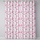 Watercolor Pink Red Berries Pine Leaves Christmas Seamless Pattern  Readymade Eyelet Ring Top Thermal 100% Blackout Curtains