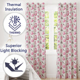 Watercolor Pink Red Berries Pine Leaves Christmas Seamless Pattern  Readymade Eyelet Ring Top Thermal 100% Blackout Curtains