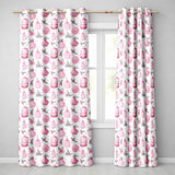 Watercolor Pink Red Berries Pine Leaves Christmas Seamless Pattern  Readymade Eyelet Ring Top Thermal 100% Blackout Curtains