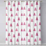 Minimal Pink Christmas Trees Snowflakes Seamless Pattern  Readymade Eyelet Ring Top Thermal 100% Blackout Curtains