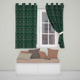 Green Christmas Ornament Tree Knitted Seamless Pattern  Readymade Eyelet Ring Top Thermal 100% Blackout Curtains
