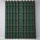 Green Christmas Ornament Tree Knitted Seamless Pattern  Readymade Eyelet Ring Top Thermal 100% Blackout Curtains