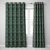 Green Christmas Ornament Tree Knitted Seamless Pattern  Readymade Eyelet Ring Top Thermal 100% Blackout Curtains