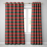 Red Green Nordic Christmas Ornament Tree Heart Knit Seamless Pattern  Readymade Eyelet Ring Top Thermal 100% Blackout Curtains