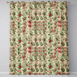 Festive Poinsettia Holly Berry Vintage Christmas Seamless Pattern  Readymade Eyelet Ring Top Thermal 100% Blackout Curtains