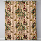 Rustic Vintage Santa Pine Branch Ornament Seamless Pattern  Readymade Eyelet Ring Top Thermal 100% Blackout Curtains