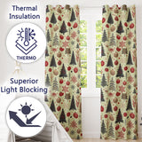 Elegant Christmas Tree Snowflake Bauble Festive Seamless Pattern  Readymade Eyelet Ring Top Thermal 100% Blackout Curtains