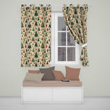 Scandinavian Christmas Tree Star Ornament Nordic Seamless Pattern  Readymade Eyelet Ring Top Thermal 100% Blackout Curtains