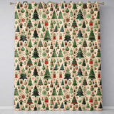 Scandinavian Christmas Tree Star Ornament Nordic Seamless Pattern  Readymade Eyelet Ring Top Thermal 100% Blackout Curtains