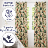 Scandinavian Christmas Tree Star Ornament Nordic Seamless Pattern  Readymade Eyelet Ring Top Thermal 100% Blackout Curtains