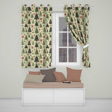 Christmas Tree Star Snowflake Folk Art Seamless Pattern  Readymade Eyelet Ring Top Thermal 100% Blackout Curtains