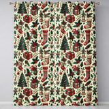 Christmas Holly Gift Stocking Candy Cane Festive Seamless Pattern  Readymade Eyelet Ring Top Thermal 100% Blackout Curtains