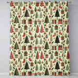 Christmas Tree Gift Stocking Ornament Holiday Seamless Pattern  Readymade Eyelet Ring Top Thermal 100% Blackout Curtains