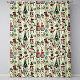 Cute Snowman Candy Cane Christmas Tree Festive Seamless Pattern  Readymade Eyelet Ring Top Thermal 100% Blackout Curtains