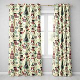 Cute Snowman Candy Cane Christmas Tree Festive Seamless Pattern  Readymade Eyelet Ring Top Thermal 100% Blackout Curtains