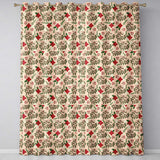 Festive Christmas Mistletoe Bow Berry Seamless Pattern  Readymade Eyelet Ring Top Thermal 100% Blackout Curtains