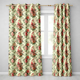 Vintage Santa Claus Holly Floral Christmas Seamless Pattern  Readymade Eyelet Ring Top Thermal 100% Blackout Curtains