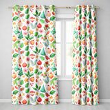 Colorful Christmas Ornament Holly Star Festive Seamless Pattern  Readymade Eyelet Ring Top Thermal 100% Blackout Curtains