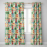 Bright Christmas Gift Bell Apple Festive Seamless Pattern  Readymade Eyelet Ring Top Thermal 100% Blackout Curtains