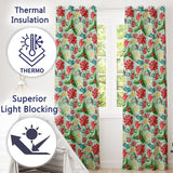 Bright Christmas Poinsettia Candy Cane Holly Festive Seamless Pattern  Readymade Eyelet Ring Top Thermal 100% Blackout Curtains