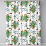 Elegant Christmas Pine Branch Mistletoe Ornament Bells Seamless Pattern  Readymade Eyelet Ring Top Thermal 100% Blackout Curtains
