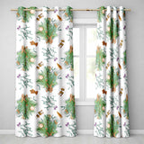 Elegant Christmas Pine Branch Mistletoe Ornament Bells Seamless Pattern  Readymade Eyelet Ring Top Thermal 100% Blackout Curtains