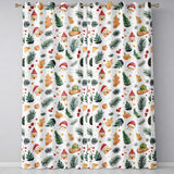 Watercolor Christmas Leaves Santa Hat House Ornament Seamless Pattern  Readymade Eyelet Ring Top Thermal 100% Blackout Curtains