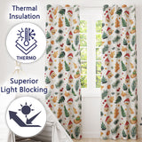 Watercolor Christmas Leaves Santa Hat House Ornament Seamless Pattern  Readymade Eyelet Ring Top Thermal 100% Blackout Curtains