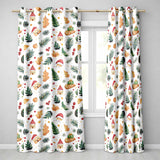 Watercolor Christmas Leaves Santa Hat House Ornament Seamless Pattern  Readymade Eyelet Ring Top Thermal 100% Blackout Curtains