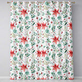 Elegant Poinsettia Floral Holiday Botanical Seamless Pattern  Readymade Eyelet Ring Top Thermal 100% Blackout Curtains