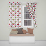 Cute Unicorn Christmas Poinsettia Floral Fantasy Seamless Pattern  Readymade Eyelet Ring Top Thermal 100% Blackout Curtains
