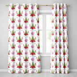Cute Unicorn Christmas Poinsettia Floral Fantasy Seamless Pattern  Readymade Eyelet Ring Top Thermal 100% Blackout Curtains