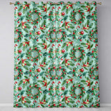 Watercolor Christmas Wreath Holly Berry Pine Branch Seamless Pattern  Readymade Eyelet Ring Top Thermal 100% Blackout Curtains