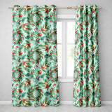 Watercolor Christmas Wreath Holly Berry Pine Branch Seamless Pattern  Readymade Eyelet Ring Top Thermal 100% Blackout Curtains