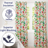 Festive Christmas Holly Star Ornament Heart Seamless Pattern  Readymade Eyelet Ring Top Thermal 100% Blackout Curtains