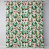 Watercolor Christmas Wreath Ornament Holly Berry Seamless Pattern  Readymade Eyelet Ring Top Thermal 100% Blackout Curtains
