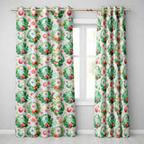 Watercolor Christmas Wreath Ornament Holly Berry Seamless Pattern  Readymade Eyelet Ring Top Thermal 100% Blackout Curtains