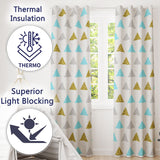 Modern Christmas Tree Triangle Gold Glitter Minimal Seamless Pattern  Readymade Eyelet Ring Top Thermal 100% Blackout Curtains