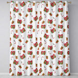 Watercolor Christmas Gift Box Candy Cane Bell Seamless Pattern  Readymade Eyelet Ring Top Thermal 100% Blackout Curtains