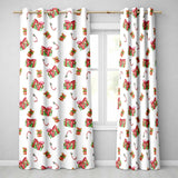 Watercolor Christmas Gift Box Candy Cane Bell Seamless Pattern  Readymade Eyelet Ring Top Thermal 100% Blackout Curtains
