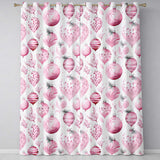 Elegant Pink Watercolor Christmas Baubles Seamless Pattern  Readymade Eyelet Ring Top Thermal 100% Blackout Curtains