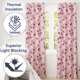Elegant Pink Watercolor Floral Baubles Winter Holiday Seamless Pattern  Readymade Eyelet Ring Top Thermal 100% Blackout Curtains