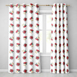 Poinsettia Flower Christmas Bell Holly Seamless Pattern  Readymade Eyelet Ring Top Thermal 100% Blackout Curtains