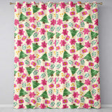Watercolor Christmas Poinsettia Gift Tree Festive Seamless Pattern  Readymade Eyelet Ring Top Thermal 100% Blackout Curtains
