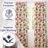 Watercolor Christmas Poinsettia Gift Tree Festive Seamless Pattern  Readymade Eyelet Ring Top Thermal 100% Blackout Curtains