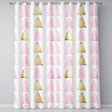Minimal Gold Pink Christmas Tree Seamless Pattern  Readymade Eyelet Ring Top Thermal 100% Blackout Curtains