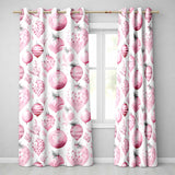 Elegant Pink Christmas Baubles Watercolor Seamless Pattern  Readymade Eyelet Ring Top Thermal 100% Blackout Curtains