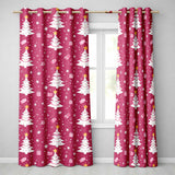 White Christmas Tree Star Gift Festive Seamless Pattern  Readymade Eyelet Ring Top Thermal 100% Blackout Curtains