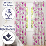 Pink Candle Snowflake Winter Festive Seamless Pattern  Readymade Eyelet Ring Top Thermal 100% Blackout Curtains